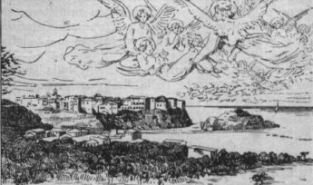 Il corpo di S. Domenica traslato dagli angeli a Tropea  (disegno del 1934)