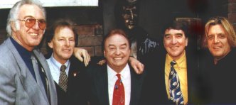 Liverpool 1997: In front of the John Lennon Statue, Lee Curtis, Johnny Guitar, Gerry Marsden, Ralph Ellis, Billy J. Kramer
