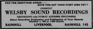Advertisement from the 'Mersey Beat' Paper