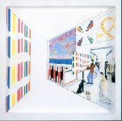 Francesco Guerrieri: Atelier - Interno d'artista 2002. Acrilico su tela e legno, cm. 60,8 x 69,8