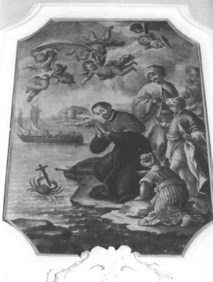 Tropea. Chiesa del Ges. G. Grimaldi: S. Francesco Saverio che riceve il crocifisso pescato dal granchio.